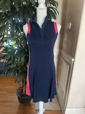 💙❤️Callaway Navy Sleeveless Golf Sport Dress Red Contrast Panels Size S❤️💙